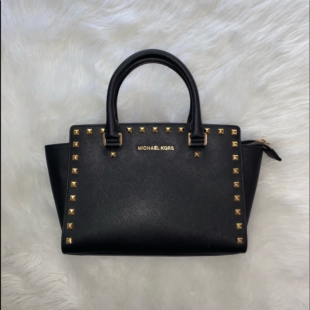 Michael Kors Selma Studded Saffiano Leather Satchel